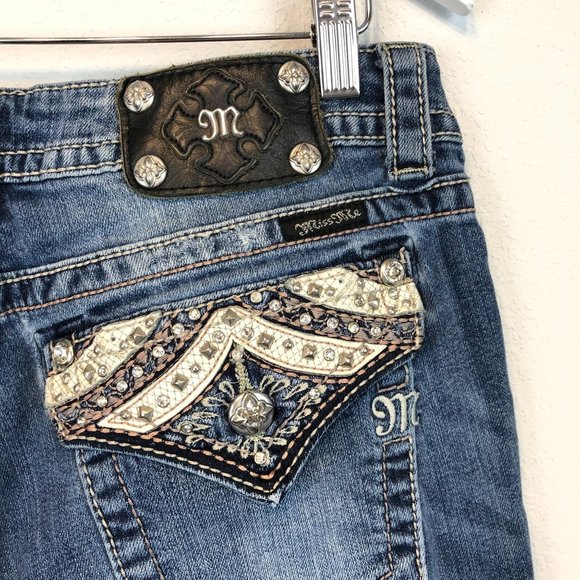 Boot Cut Bling Flap Pocket Jeans 